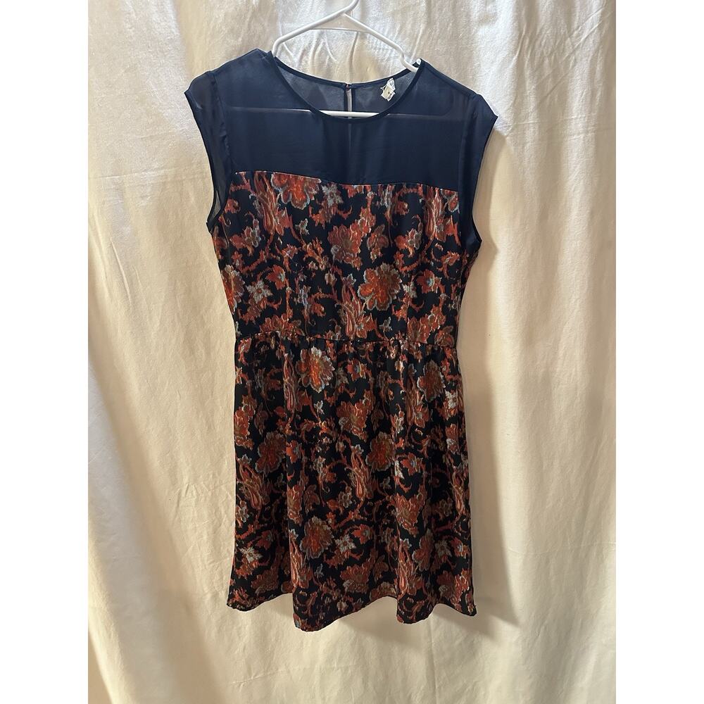 Maison Jules Navy Floral Fit & Flare Dress – Size M